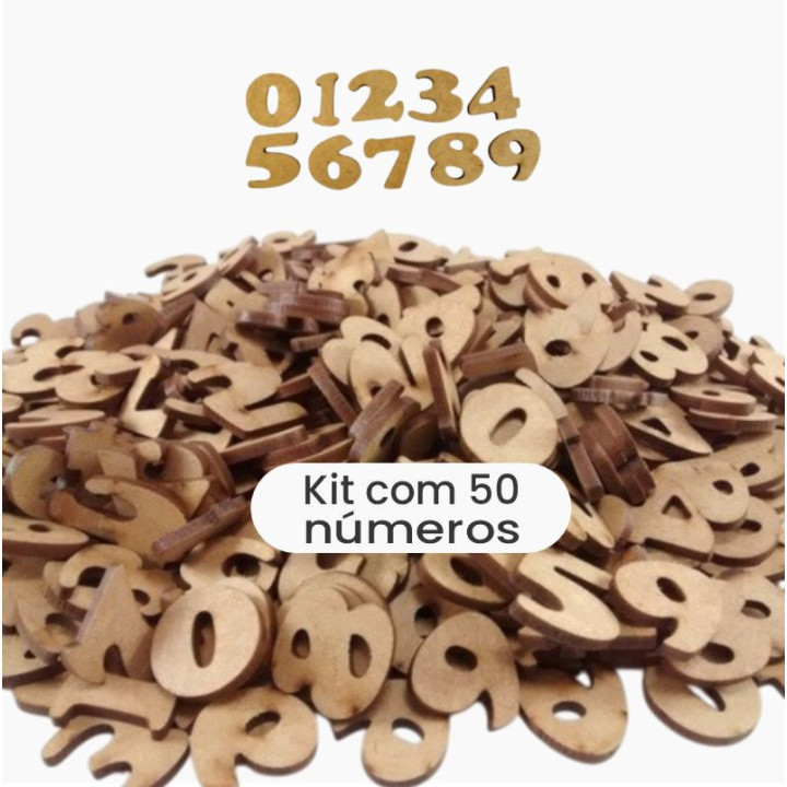 Kit 50 Números em MDF 3mm – 5 Jogos de 0 a 9 | Artesanato e Pintura