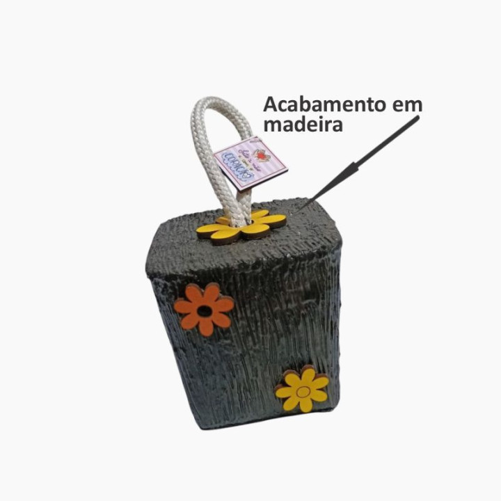 Peso de Porta Concreto Premium 1,6kg - Textura Floral e Madeira Laser