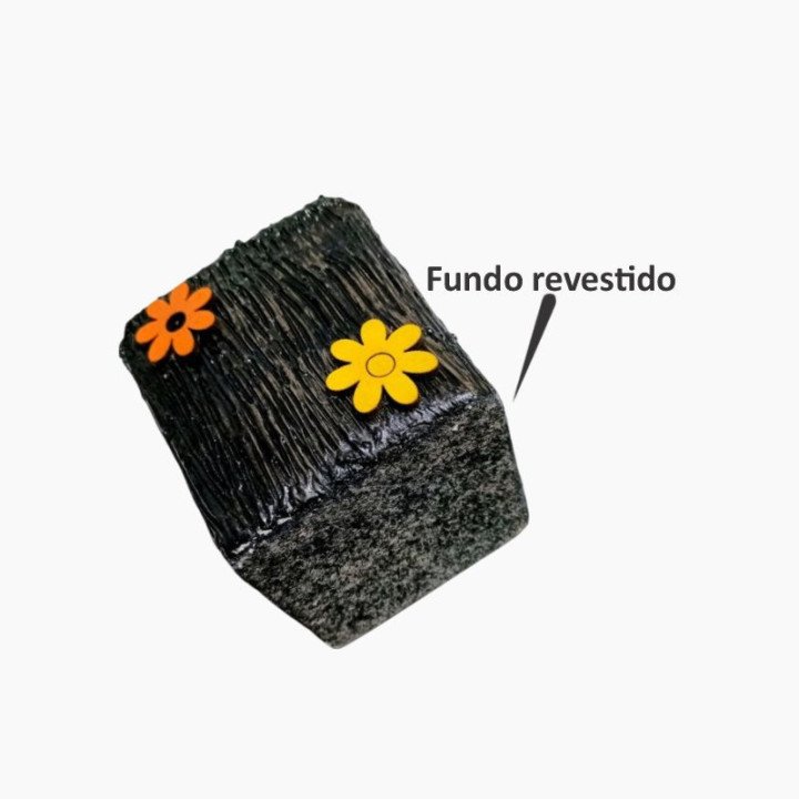 Peso de Porta Concreto Premium 1,6kg - Textura Floral e Madeira Laser