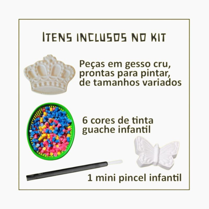 Kit 20 Peças de Gesso | Pintura Infantil Com Tinta e Pincel