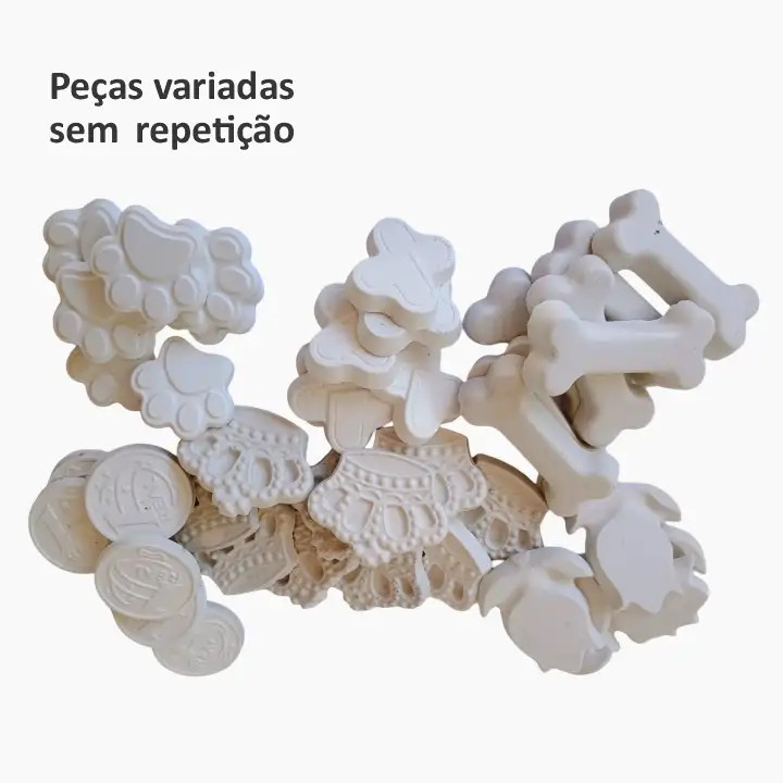 Kit 50 Peças de Gesso | Pintura Infantil Com Tinta e Pincel